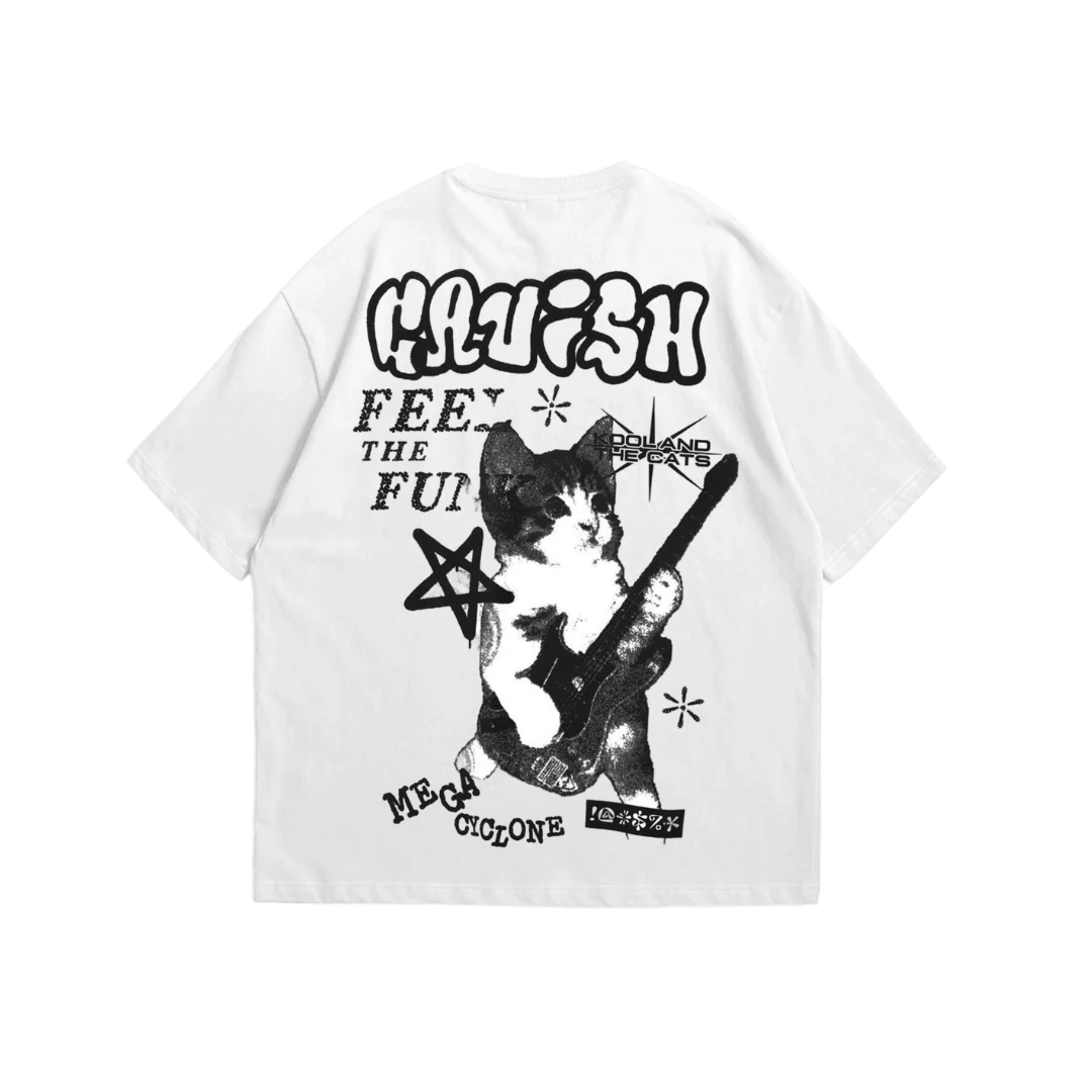Cat Guitar Collection  | Premium Oversized T shirt | 180 GSM LightWeight , Breathable.